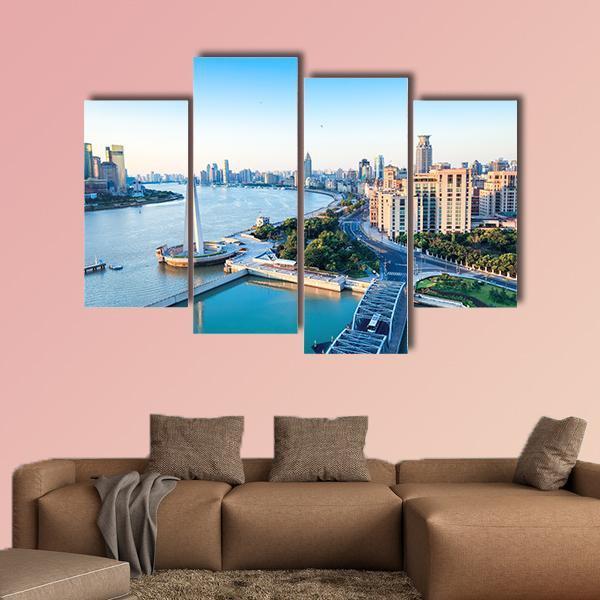 Beautiful Huangpu River Canvas Wall Art-4 Pop-Gallery Wrap-50&quot; x 32&quot;-Tiaracle