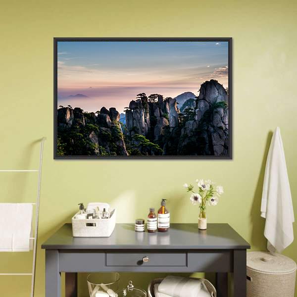 Huangshan Mountain In Anhui Canvas Wall Art-1 Piece-Floating Frame-24" x 16"-Tiaracle