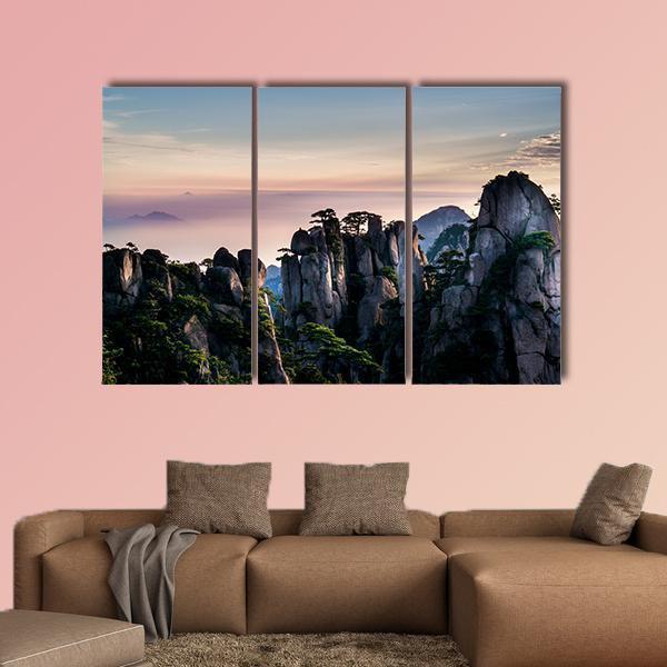 Huangshan Mountain In Anhui Canvas Wall Art-3 Horizontal-Gallery Wrap-37" x 24"-Tiaracle