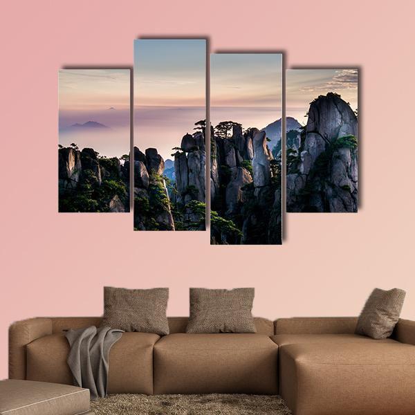 Huangshan Mountain In Anhui Canvas Wall Art-4 Pop-Gallery Wrap-50" x 32"-Tiaracle