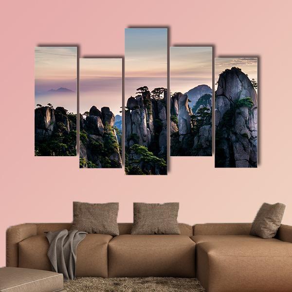 Huangshan Mountain In Anhui Canvas Wall Art-5 Pop-Gallery Wrap-47" x 32"-Tiaracle