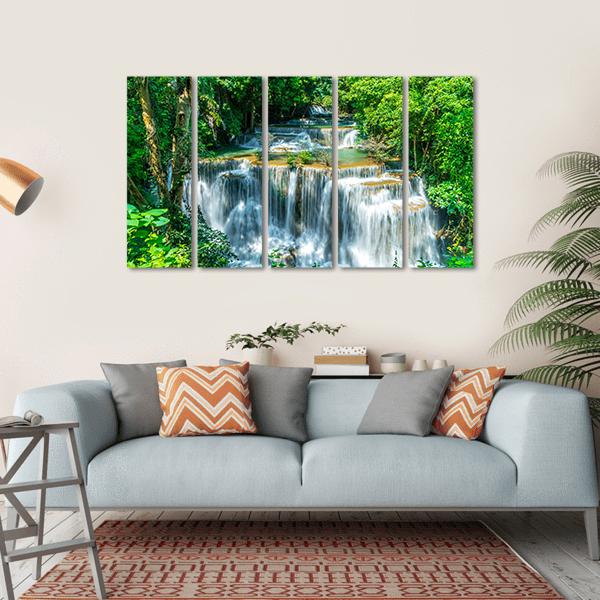 Huay Mae Kamin Waterfall Canvas Wall Art-5 Horizontal-Gallery Wrap-22" x 12"-Tiaracle