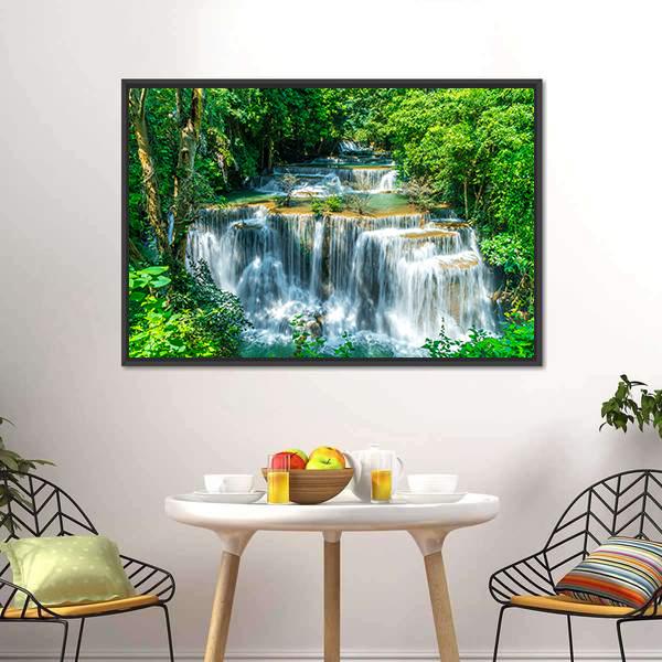 Huay Mae Kamin Waterfall Canvas Wall Art-3 Horizontal-Gallery Wrap-25" x 16"-Tiaracle