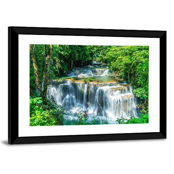 Huay Mae Kamin Waterfall Canvas Wall Art-3 Horizontal-Gallery Wrap-25" x 16"-Tiaracle