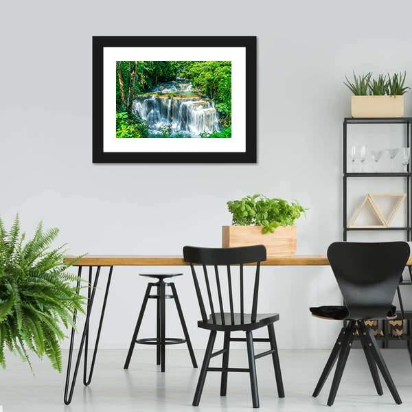 Huay Mae Kamin Waterfall Canvas Wall Art-3 Horizontal-Gallery Wrap-25" x 16"-Tiaracle