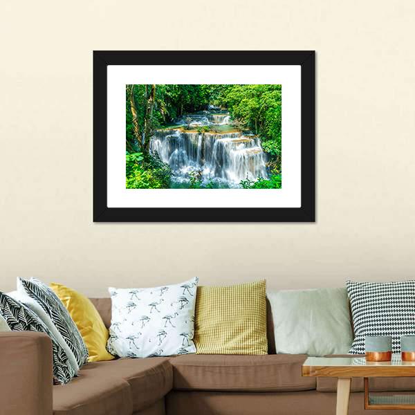 Huay Mae Kamin Waterfall Canvas Wall Art-3 Horizontal-Gallery Wrap-25" x 16"-Tiaracle