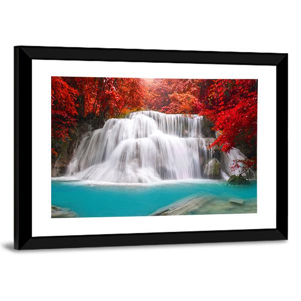 Huay Mae Kamin Waterfall In Kanchanaburi Canvas Wall Art-3 Horizontal-Gallery Wrap-25" x 16"-Tiaracle