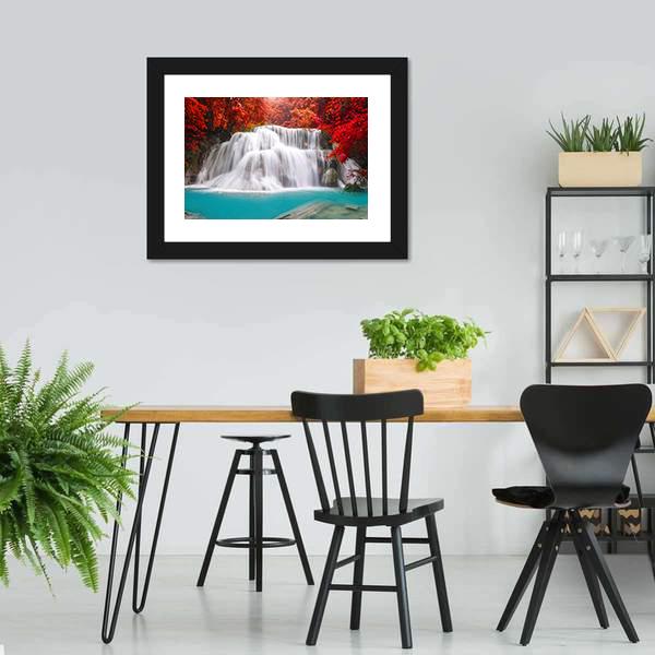 Huay Mae Kamin Waterfall In Kanchanaburi Canvas Wall Art-3 Horizontal-Gallery Wrap-25" x 16"-Tiaracle