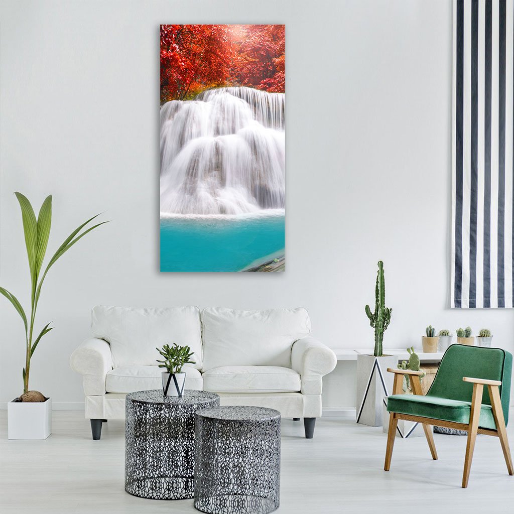 Huay Mae Kamin Waterfall In Kanchanaburi Vertical Canvas Wall Art-1 Vertical-Gallery Wrap-12" x 24"-Tiaracle