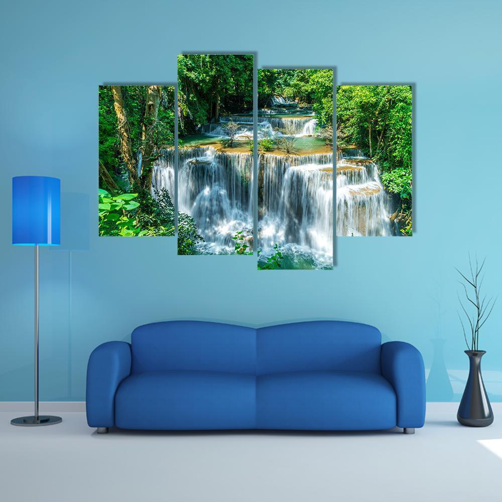 Huay Mae Kamin Waterfall Canvas Wall Art-4 Pop-Gallery Wrap-50" x 32"-Tiaracle