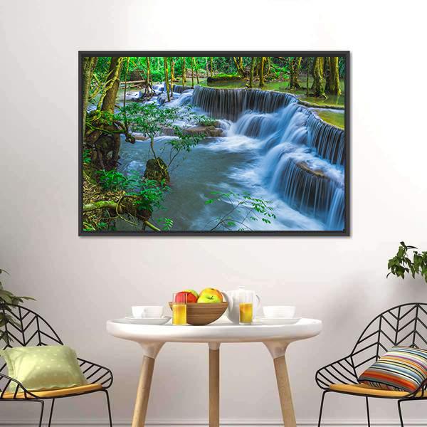 Huay Mae Khamin Waterfall In Thailand Canvas Wall Art-3 Horizontal-Gallery Wrap-25" x 16"-Tiaracle