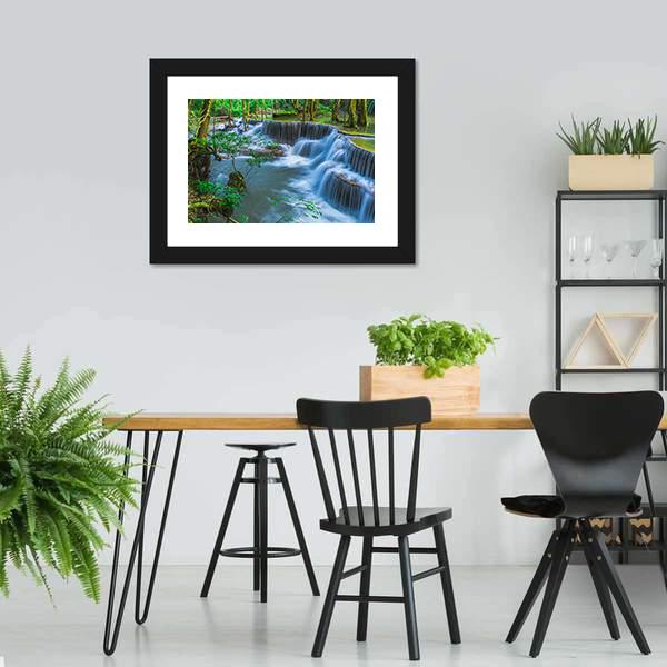Huay Mae Khamin Waterfall In Thailand Canvas Wall Art-3 Horizontal-Gallery Wrap-25" x 16"-Tiaracle