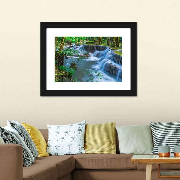 Huay Mae Khamin Waterfall In Thailand Canvas Wall Art-3 Horizontal-Gallery Wrap-25" x 16"-Tiaracle