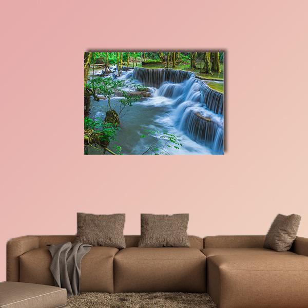 Huay Mae Khamin Waterfall In Thailand Canvas Wall Art-1 Piece-Gallery Wrap-48" x 32"-Tiaracle
