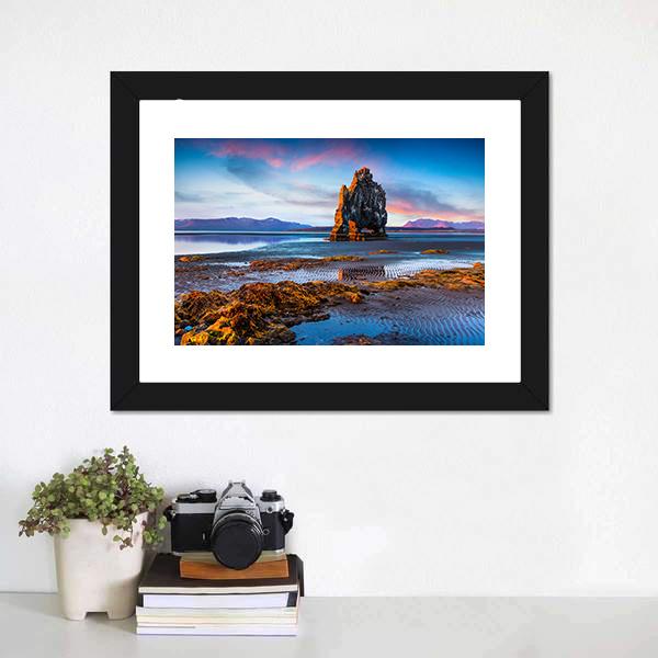 Huge Basalt Stack Hvitserkur Canvas Wall Art-1 Piece-Framed Print-20" x 16"-Tiaracle
