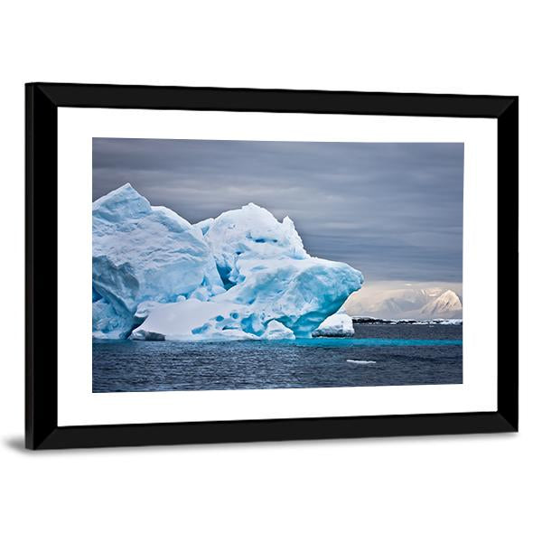 Huge Iceberg In Antarctica Dark Sky Canvas Wall Art-5 Horizontal-Gallery Wrap-22" x 12"-Tiaracle