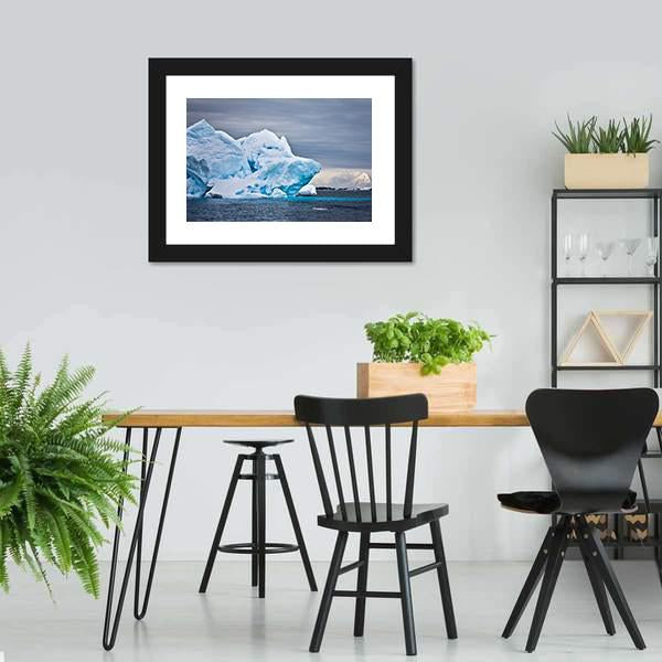 Huge Iceberg In Antarctica Dark Sky Canvas Wall Art-5 Horizontal-Gallery Wrap-22" x 12"-Tiaracle
