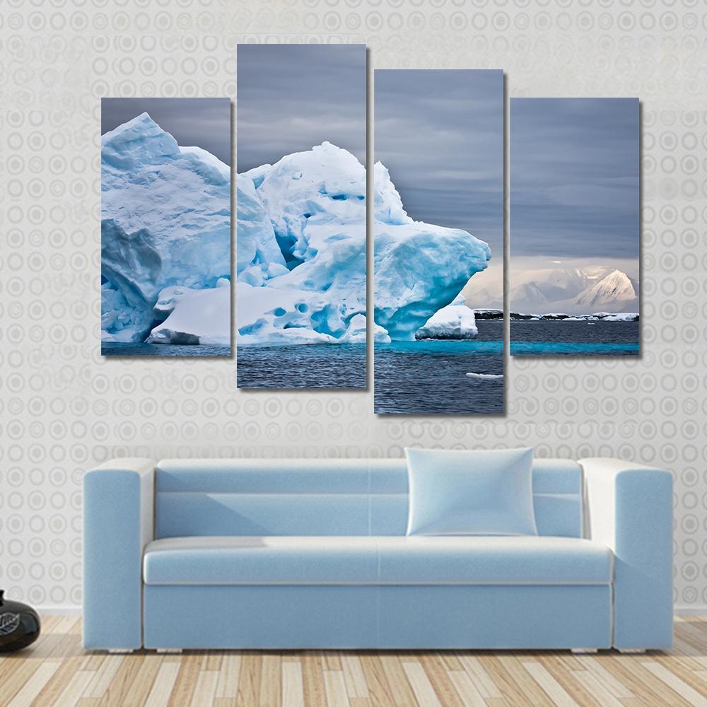 Huge Iceberg In Antarctica Dark Sky Canvas Wall Art-4 Pop-Gallery Wrap-50" x 32"-Tiaracle