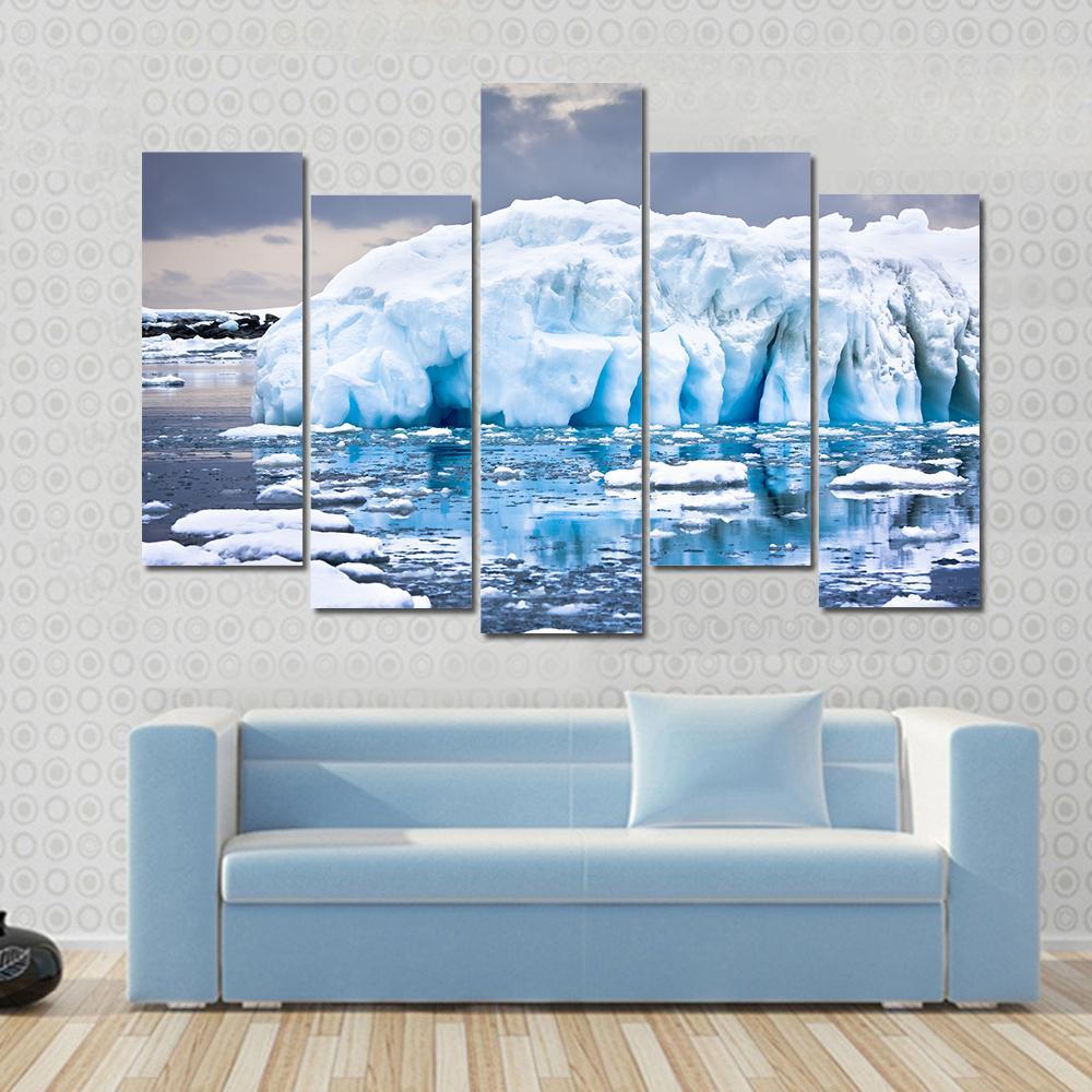 Huge Iceberg In Antarctica Canvas Wall Art-5 Pop-Gallery Wrap-47" x 32"-Tiaracle