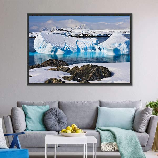 Huge Icebergs In Antarctica Canvas Wall Art-5 Horizontal-Gallery Wrap-22" x 12"-Tiaracle