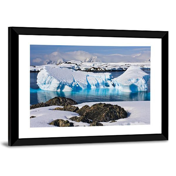 Huge Icebergs In Antarctica Canvas Wall Art-3 Horizontal-Gallery Wrap-25" x 16"-Tiaracle