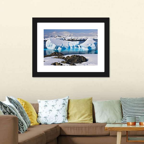 Huge Icebergs In Antarctica Canvas Wall Art-3 Horizontal-Gallery Wrap-25" x 16"-Tiaracle