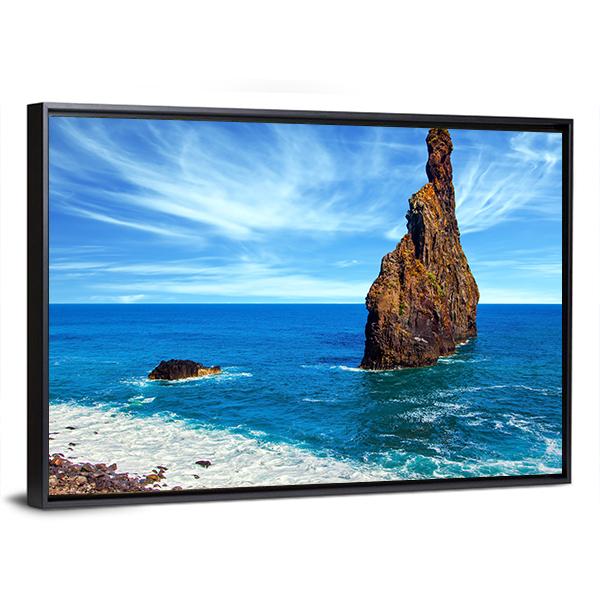 Huge Rocks Near Pebble Beach Canvas Wall Art-3 Horizontal-Gallery Wrap-25" x 16"-Tiaracle