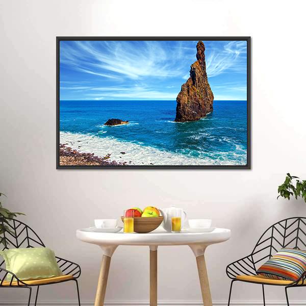 Huge Rocks Near Pebble Beach Canvas Wall Art-3 Horizontal-Gallery Wrap-25" x 16"-Tiaracle