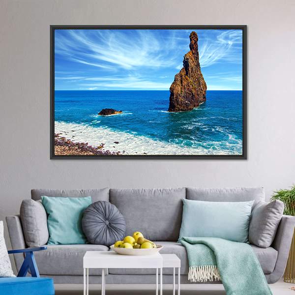 Huge Rocks Near Pebble Beach Canvas Wall Art-3 Horizontal-Gallery Wrap-25" x 16"-Tiaracle