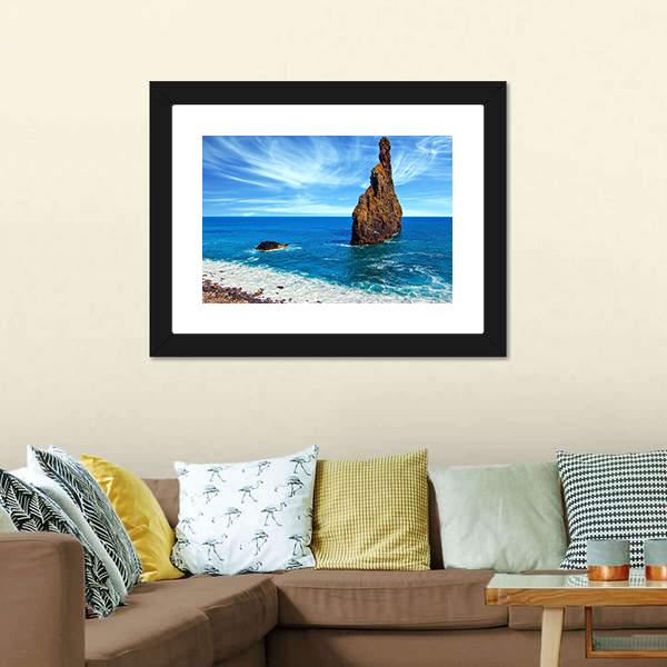 Huge Rocks Near Pebble Beach Canvas Wall Art-3 Horizontal-Gallery Wrap-25" x 16"-Tiaracle