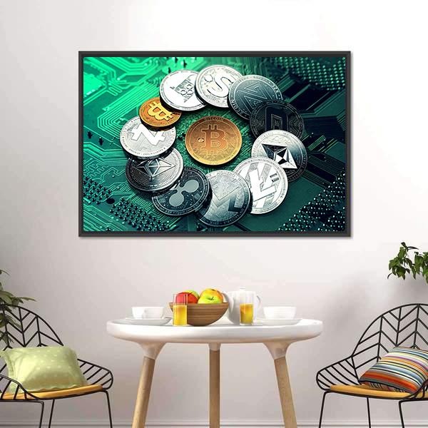 Huge Stack Of Cryptocurrencies Canvas Wall Art-5 Horizontal-Gallery Wrap-22" x 12"-Tiaracle