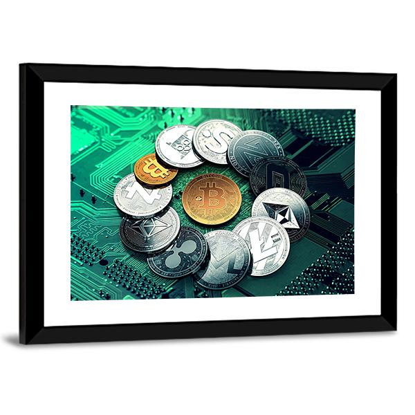 Huge Stack Of Cryptocurrencies Canvas Wall Art-5 Horizontal-Gallery Wrap-22" x 12"-Tiaracle