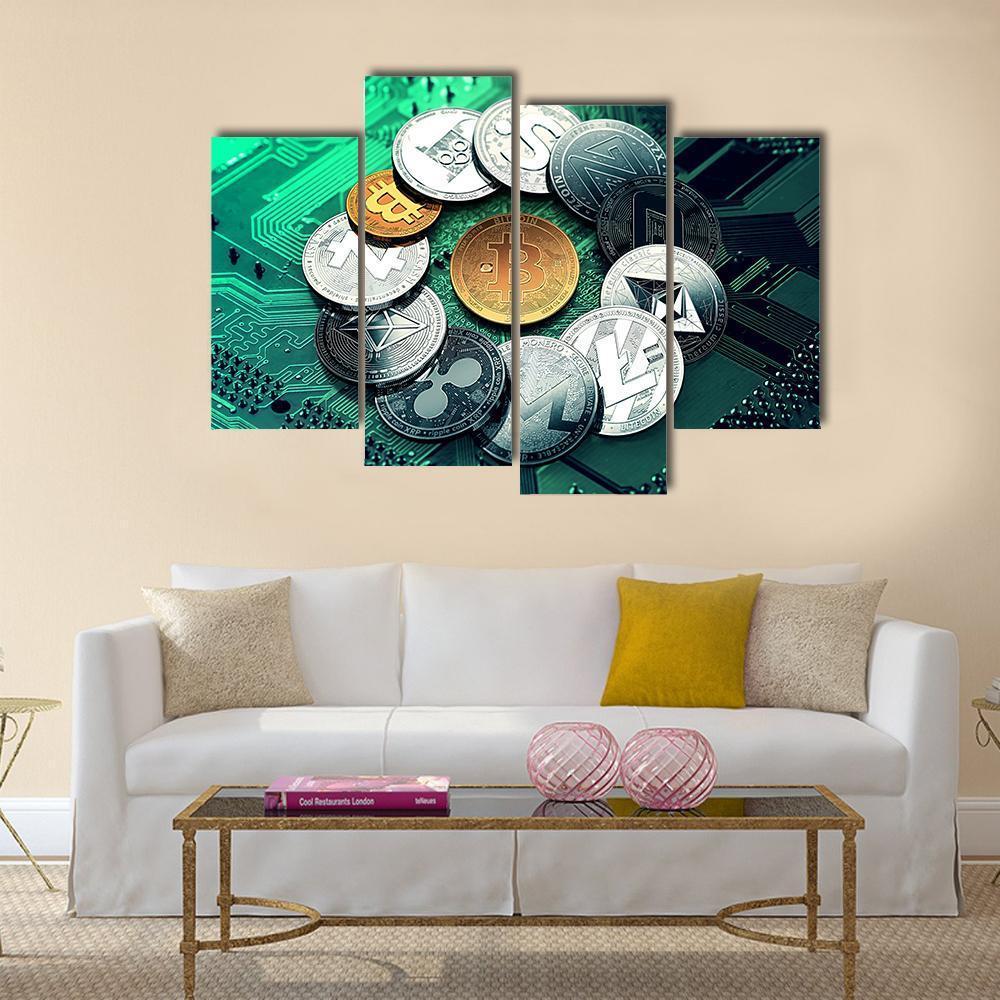 Huge Stack Of Cryptocurrencies Canvas Wall Art-4 Pop-Gallery Wrap-50" x 32"-Tiaracle