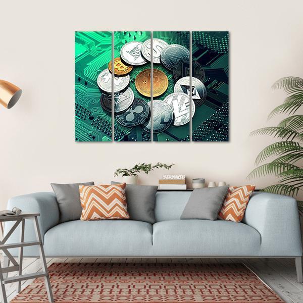 Huge Stack Of Cryptocurrencies Canvas Wall Art-4 Horizontal-Gallery Wrap-34" x 24"-Tiaracle