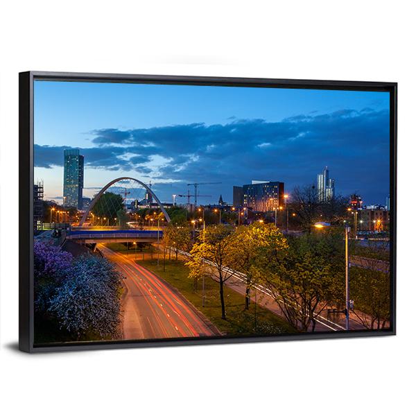 Hulme Arch Bridge Canvas Wall Art-1 Piece-Floating Frame-24" x 16"-Tiaracle