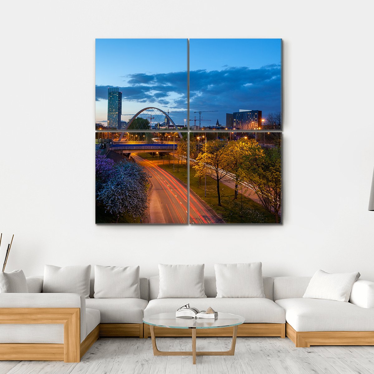 Hulme Arch Bridge Canvas Wall Art-4 Square-Gallery Wrap-17" x 17"-Tiaracle