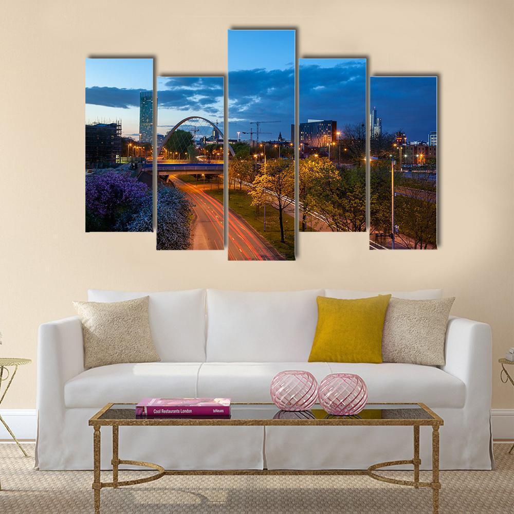 Hulme Arch Bridge Canvas Wall Art-5 Pop-Gallery Wrap-47" x 32"-Tiaracle