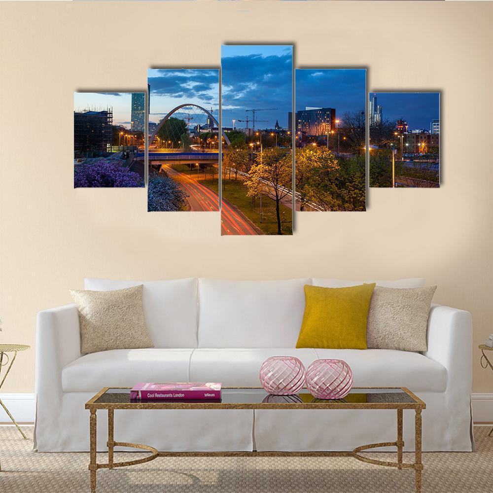 Hulme Arch Bridge Canvas Wall Art-5 Star-Gallery Wrap-62" x 32"-Tiaracle