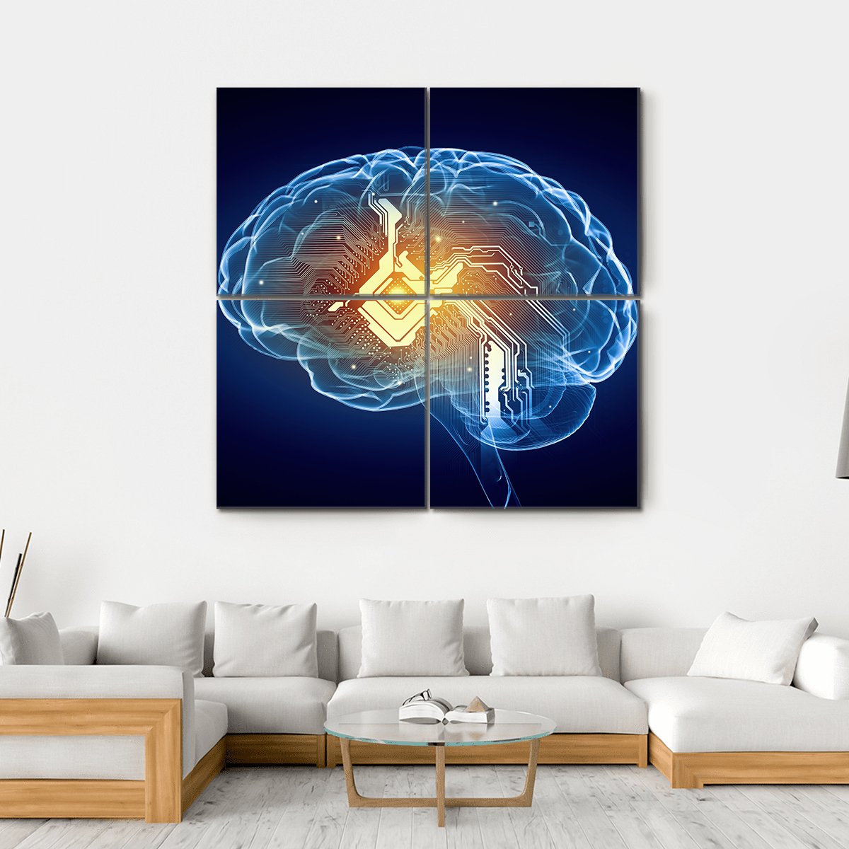Human Brain Canvas Wall Art-4 Square-Gallery Wrap-17" x 17"-Tiaracle