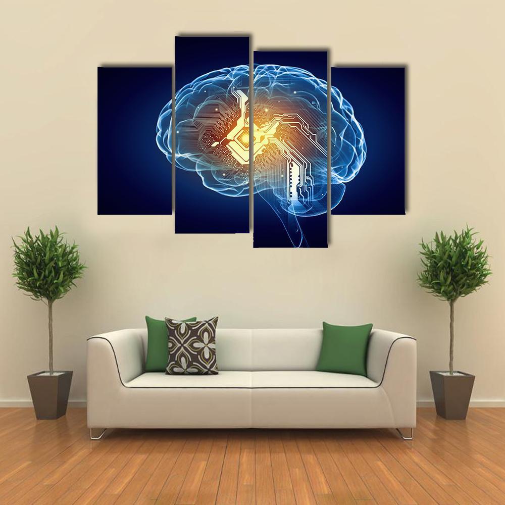 Human Brain Canvas Wall Art-4 Pop-Gallery Wrap-50" x 32"-Tiaracle