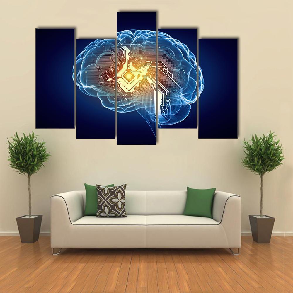 Human Brain Canvas Wall Art-5 Pop-Gallery Wrap-47" x 32"-Tiaracle