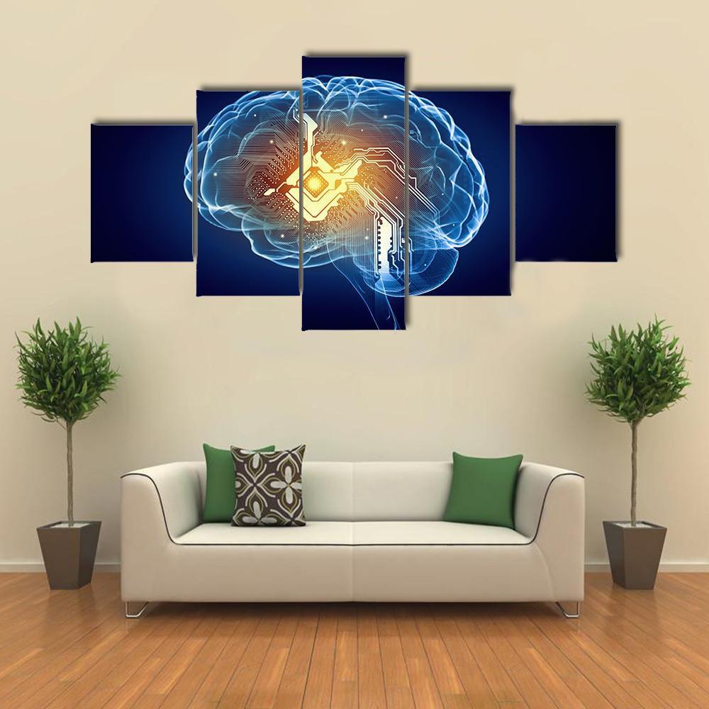 Human Brain Canvas Wall Art-4 Pop-Gallery Wrap-50" x 32"-Tiaracle