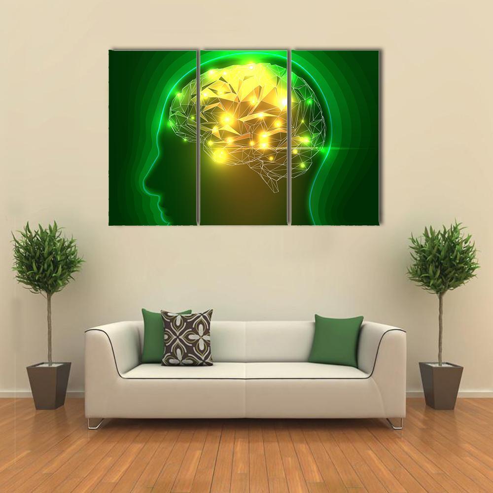 Human Head Silhouette Canvas Wall Art-3 Horizontal-Gallery Wrap-37" x 24"-Tiaracle