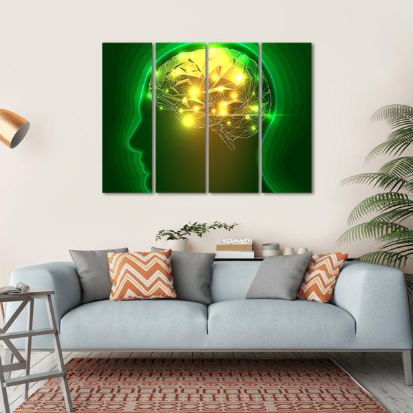 Human Head Silhouette Canvas Wall Art-4 Horizontal-Gallery Wrap-34&quot; x 24&quot;-Tiaracle