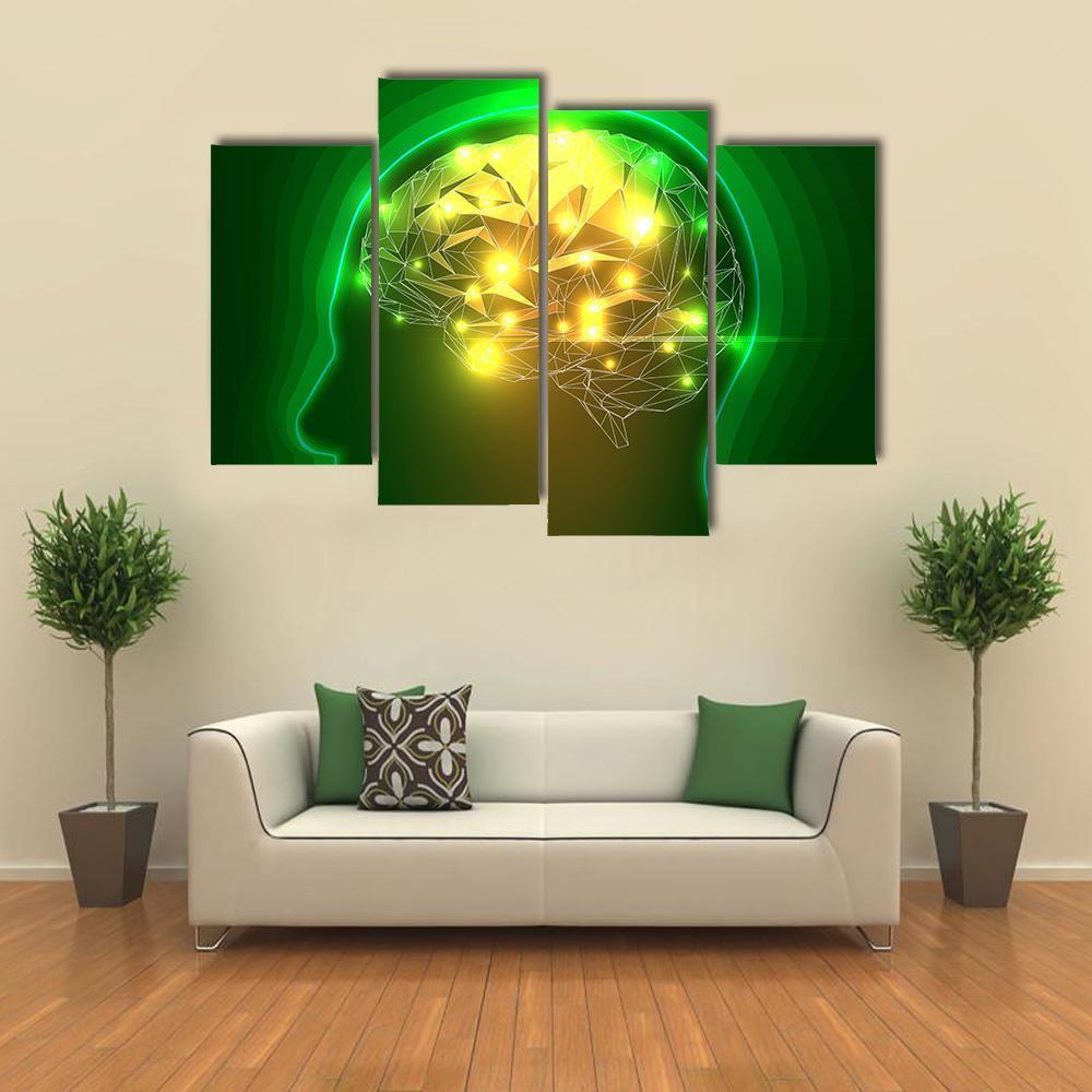 Human Head Silhouette Canvas Wall Art-4 Pop-Gallery Wrap-50" x 32"-Tiaracle