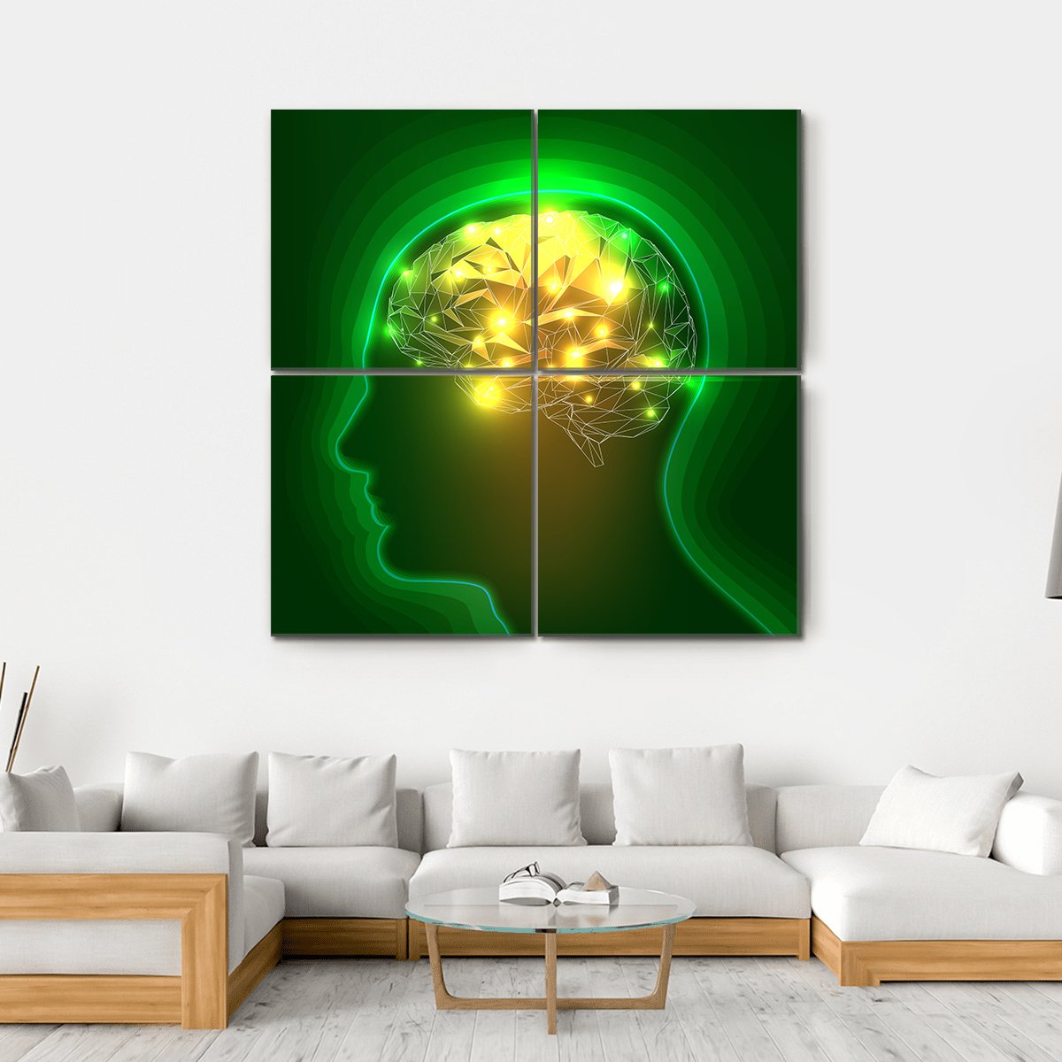 Human Head Silhouette Canvas Wall Art-4 Square-Gallery Wrap-17&quot; x 17&quot;-Tiaracle
