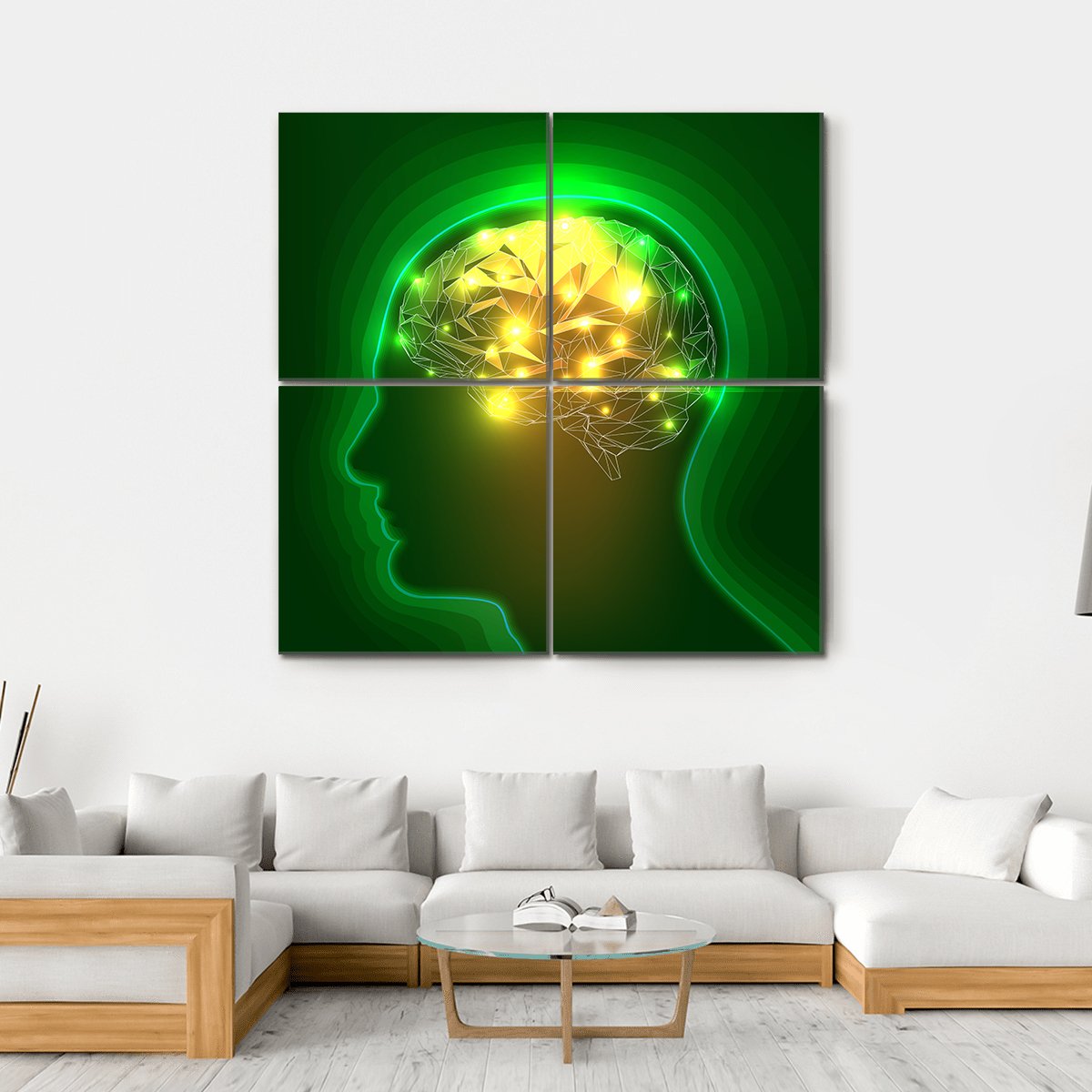Human Head Silhouette Canvas Wall Art-4 Square-Gallery Wrap-17" x 17"-Tiaracle