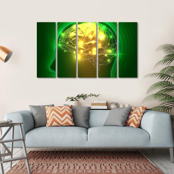 Human Head Silhouette Canvas Wall Art-5 Horizontal-Gallery Wrap-22&quot; x 12&quot;-Tiaracle