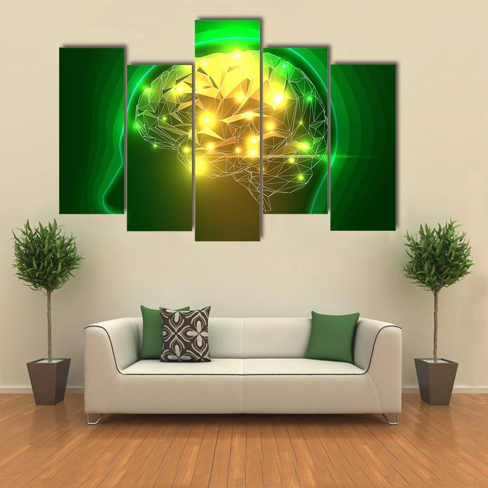 Human Head Silhouette Canvas Wall Art-5 Pop-Gallery Wrap-47" x 32"-Tiaracle