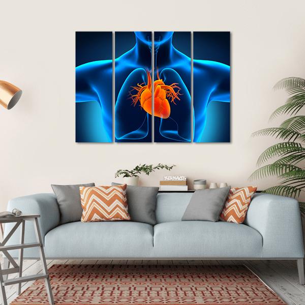 Human Heart Anatomy Canvas Wall Art-4 Horizontal-Gallery Wrap-34" x 24"-Tiaracle